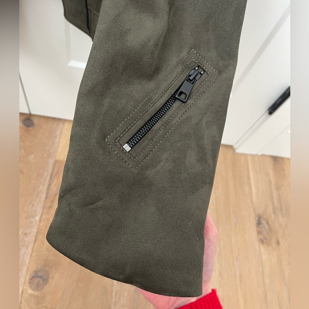 Olive Green Suede Jacket - Picture 4 of 6